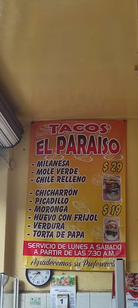 Tacos el paraiso en J. Meneses Menu Photo 2