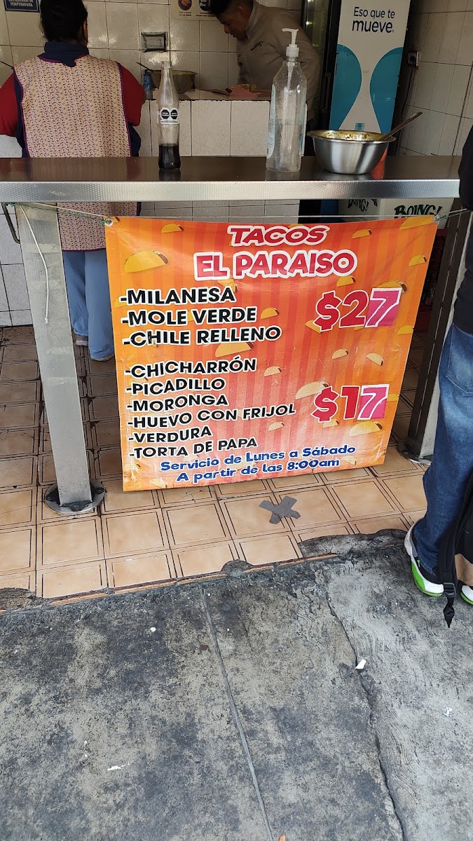 Tacos el paraiso en J. Meneses Menu Photo 5