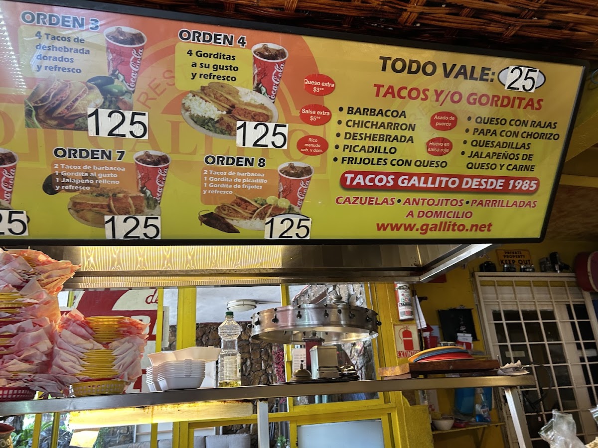 Tacos Gallito Menu