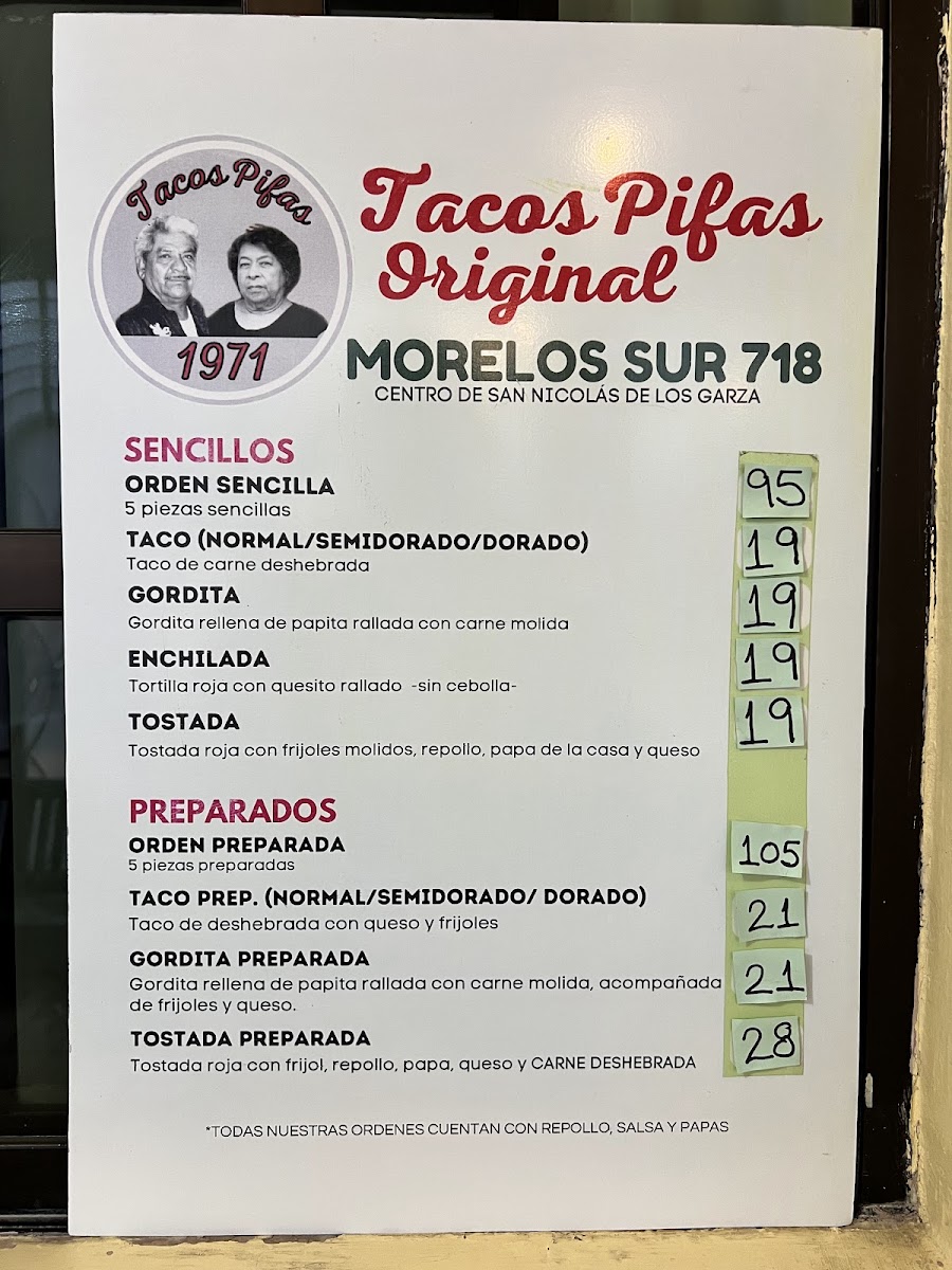 Tacos Pifas Original Menu Photo 2