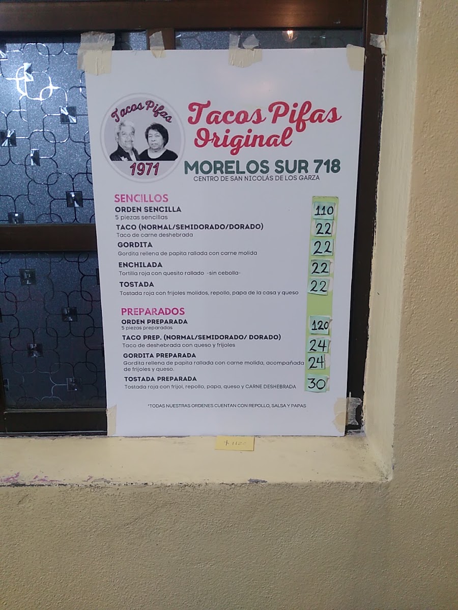 Tacos Pifas Original Menu Photo 3