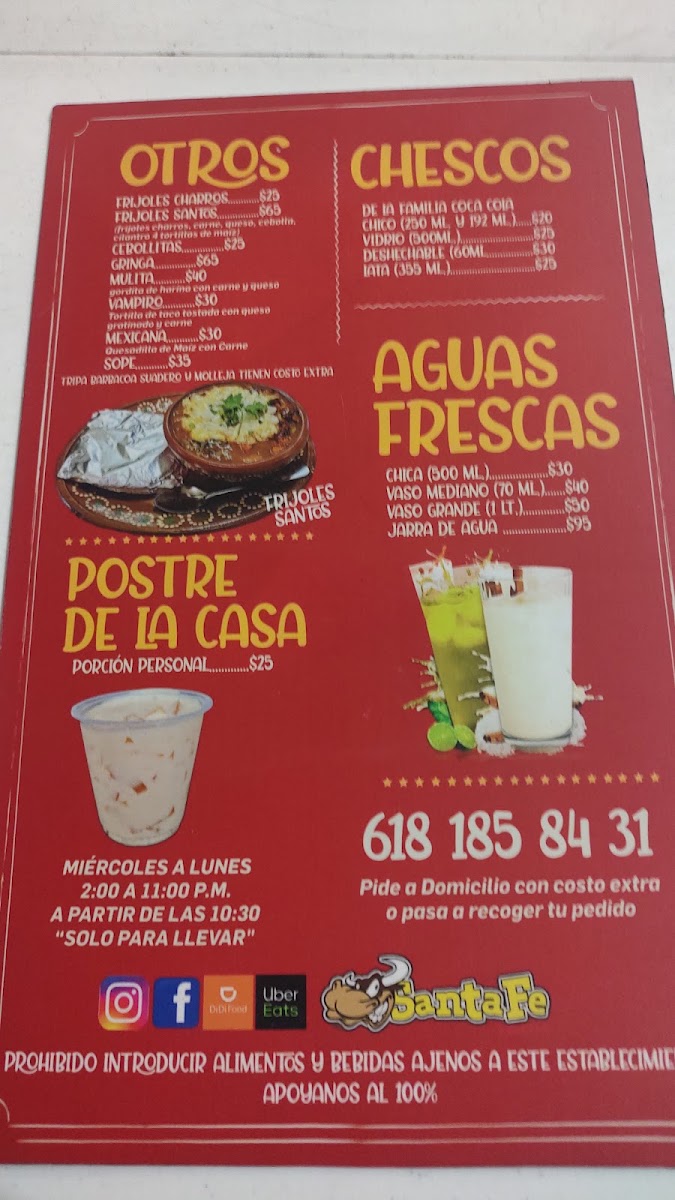Tacos Santa Fe Menu Photo 3
