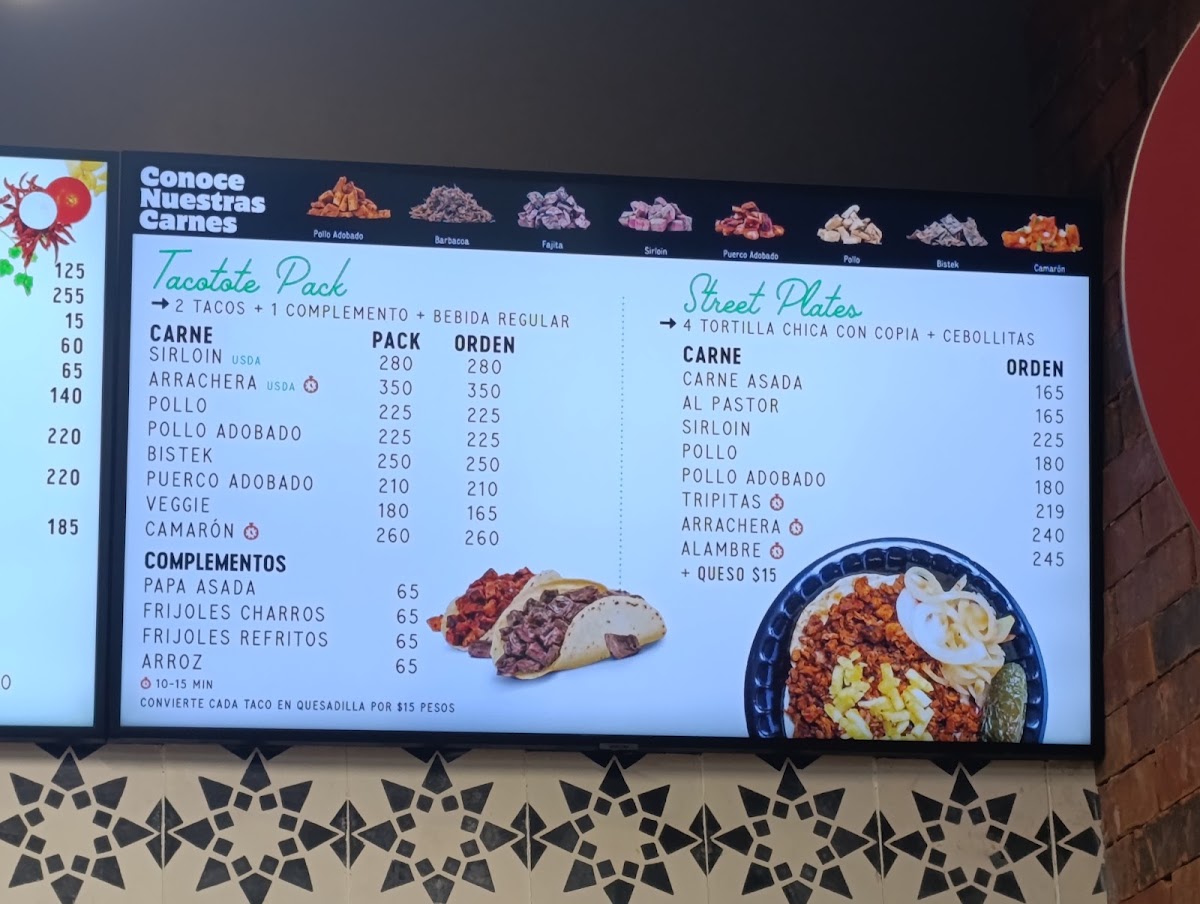 Tacotote Menu