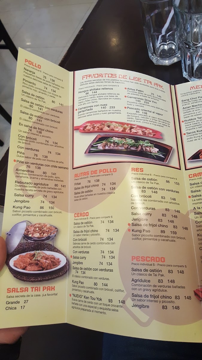 Tai Pak Tres Ríos Menu