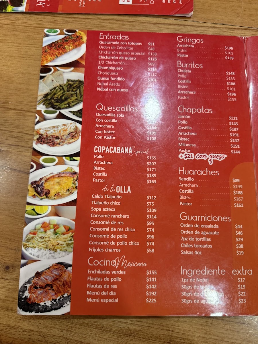 Taqueria Brasil Copacabana (Vertiz) Menu