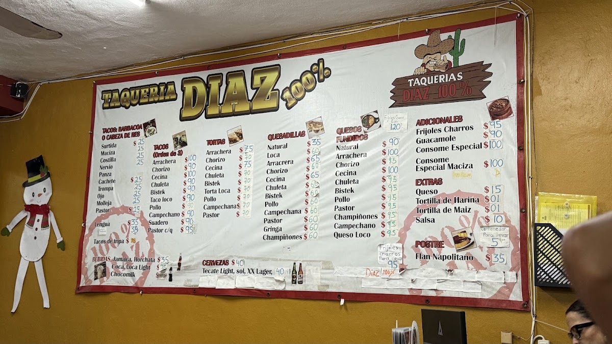 Taqueria Diaz Menu