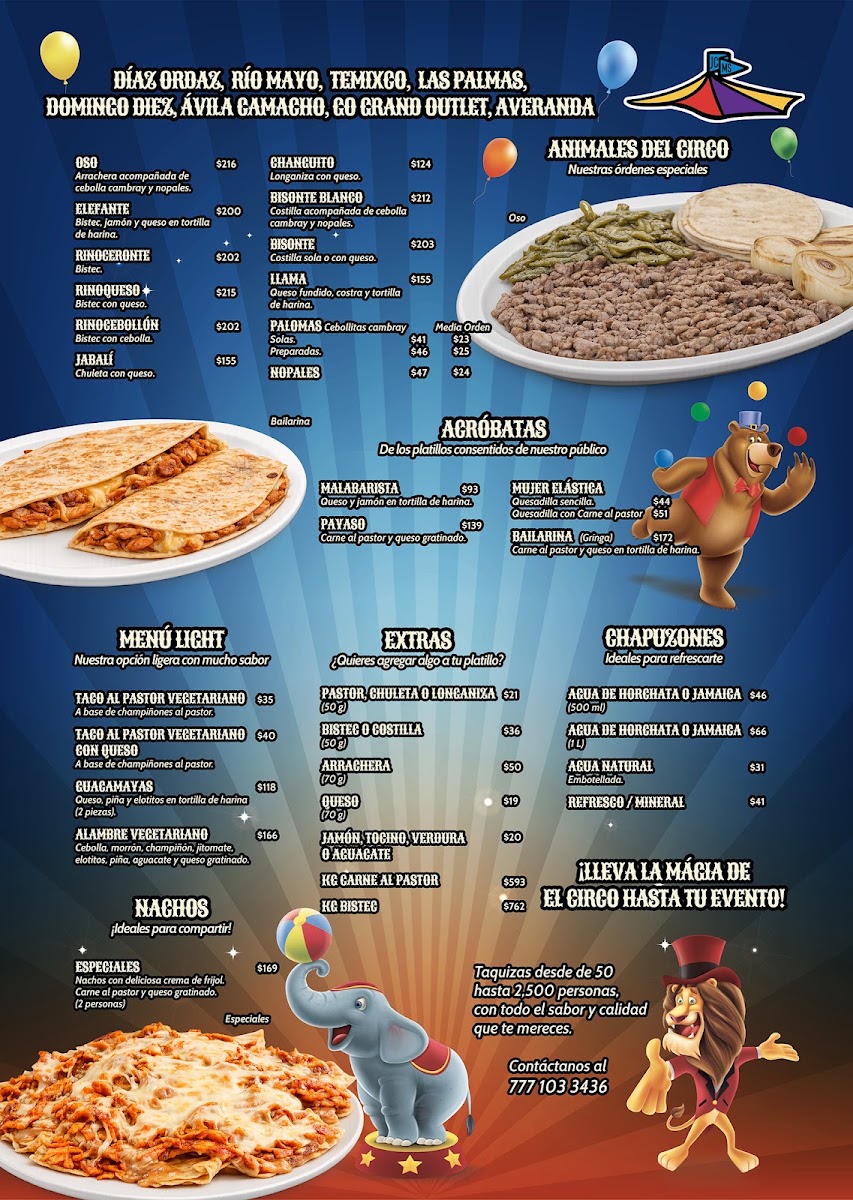 Taqueria El Circo Menu