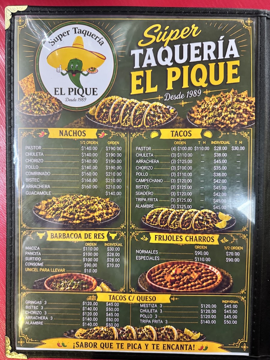 Taqueria El Pique Menu