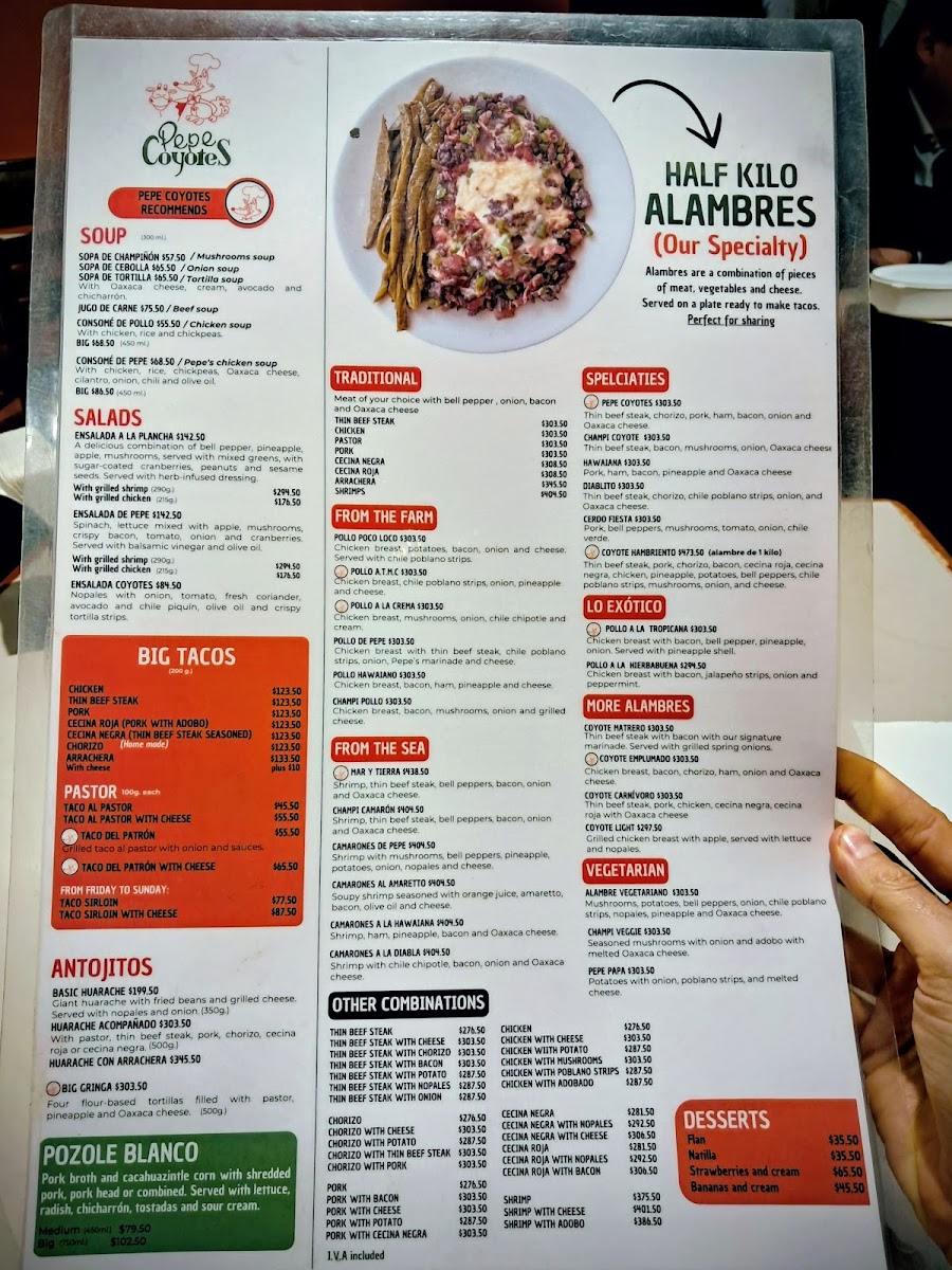 Taqueria Pepe Coyotes Coyoacan Menu
