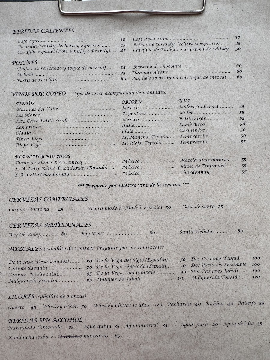 Tastavins Menu