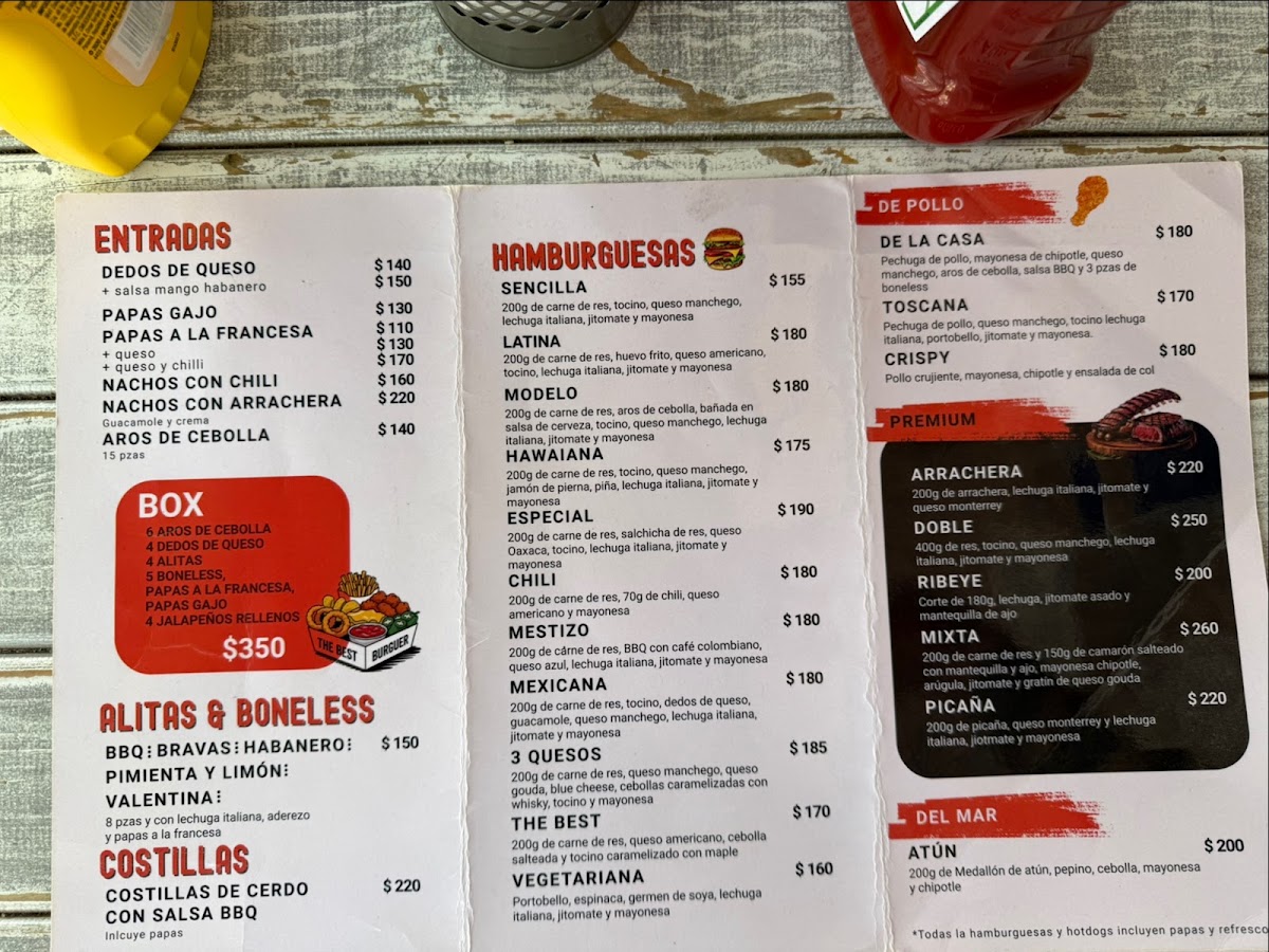 The Best Burger Mx Menu