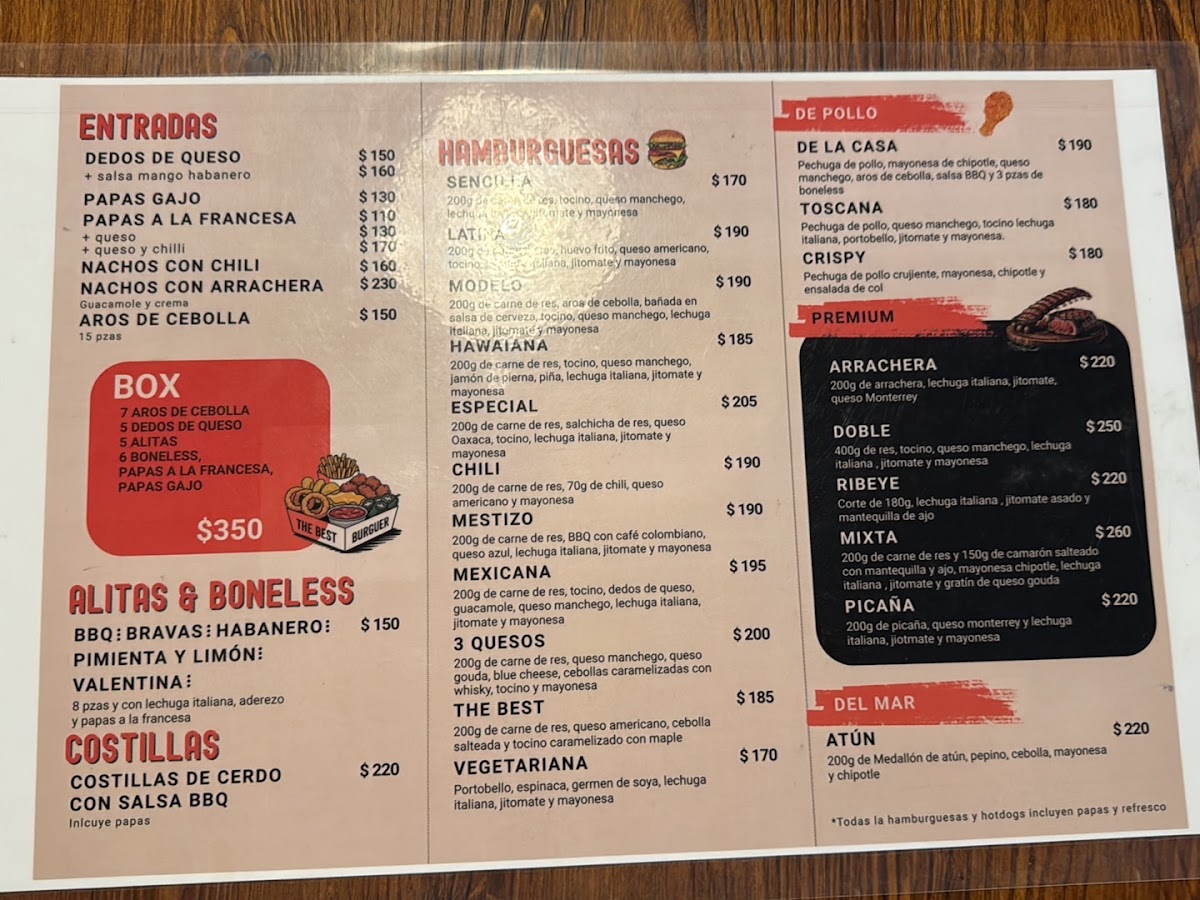 The Best Burger Mx Menu Photo 2