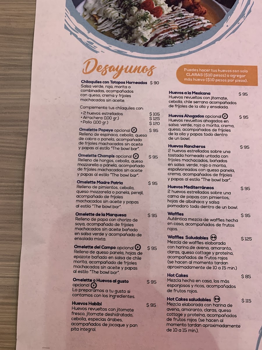 The Bowl Bar Menu Photo 3