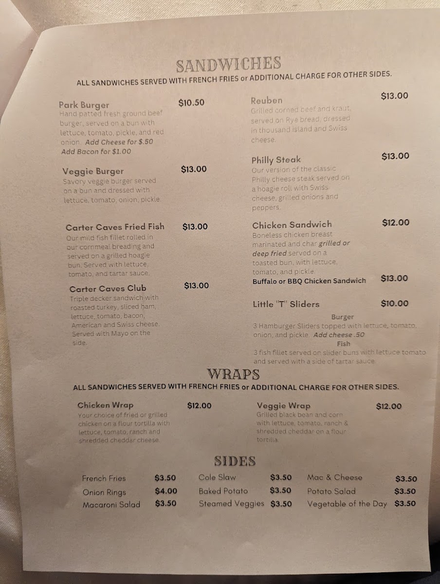 Tierney's Cavern Menu Photo 2