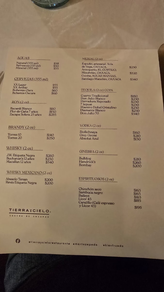 Tierra Y Cielo Restaurante Menu Photo 3