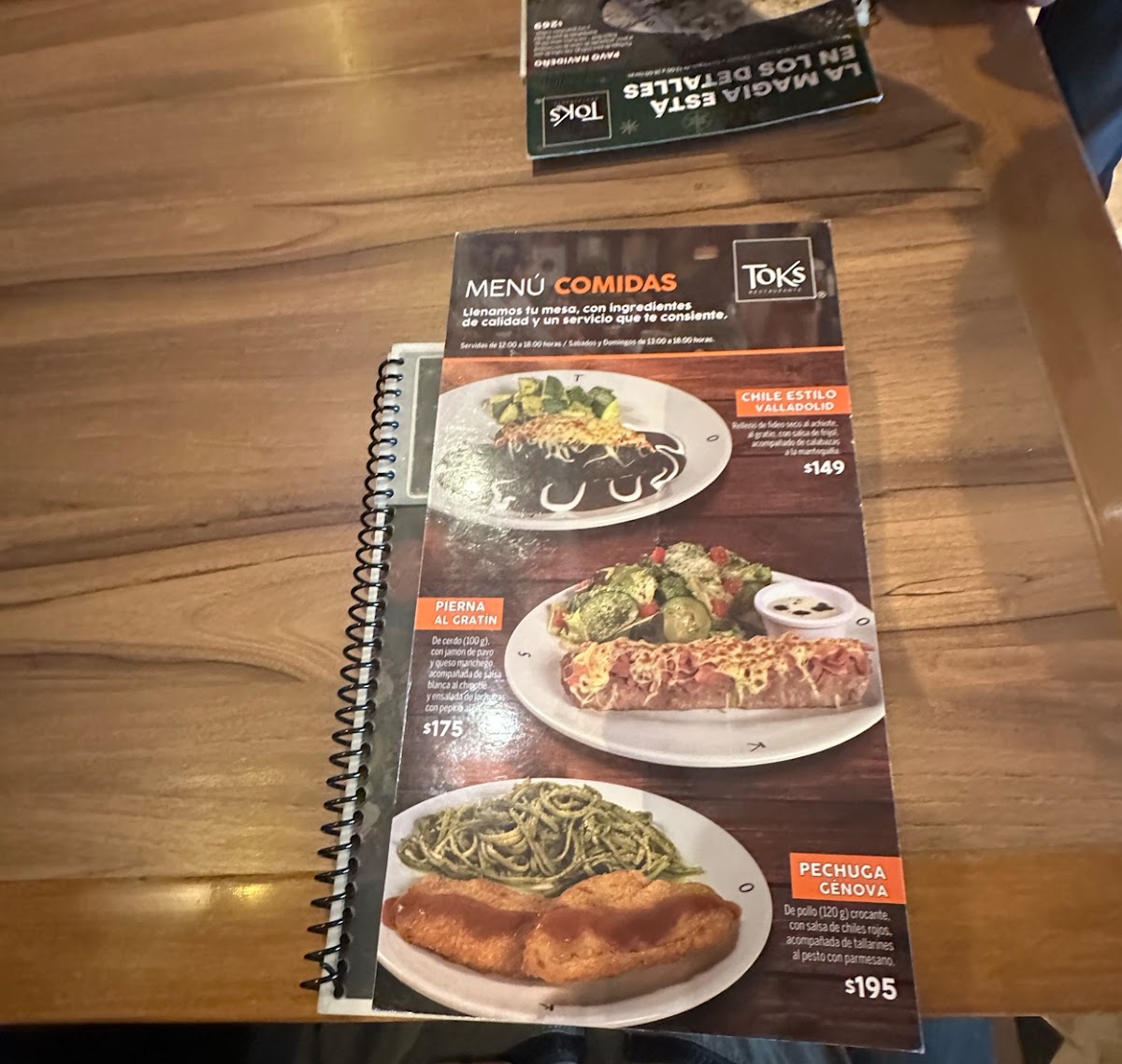 Toks Angelopolis Menu
