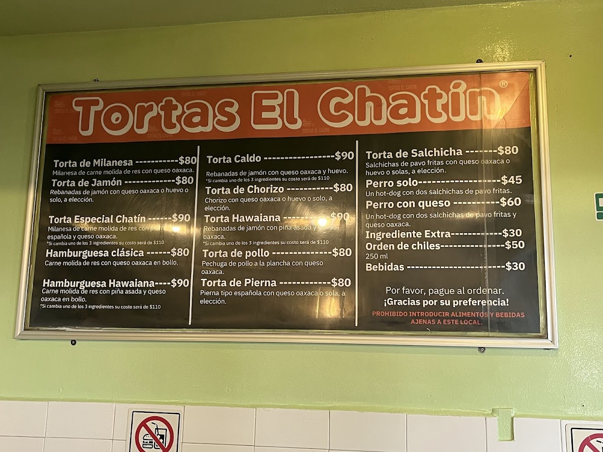 Tortas El Chatin Menu
