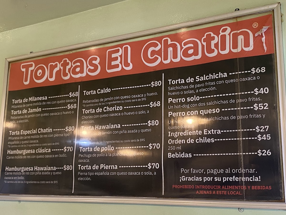 Tortas El Chatin Menu Photo 2