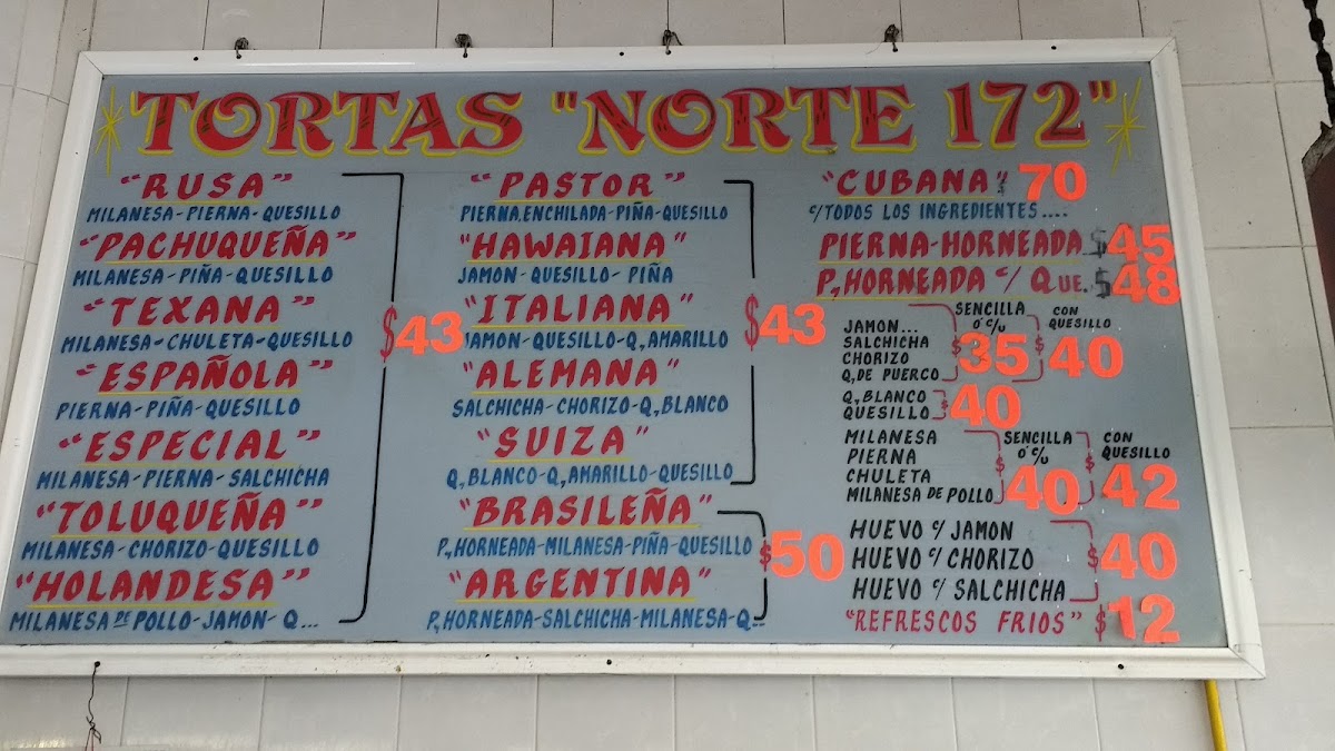 Tortas Gigantes Norte 172 Menu Photo 2