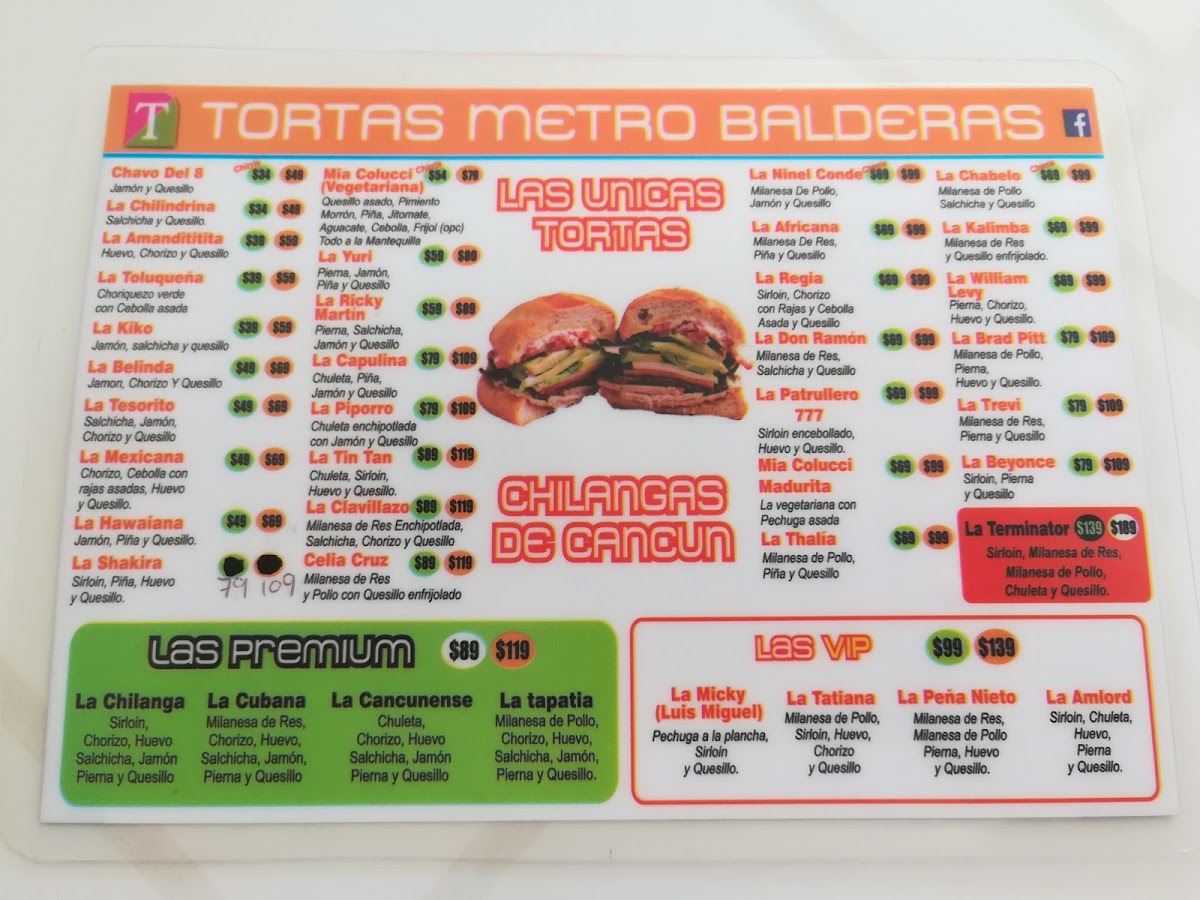 Tortas Metro Balderas Cancun Menu Photo 5