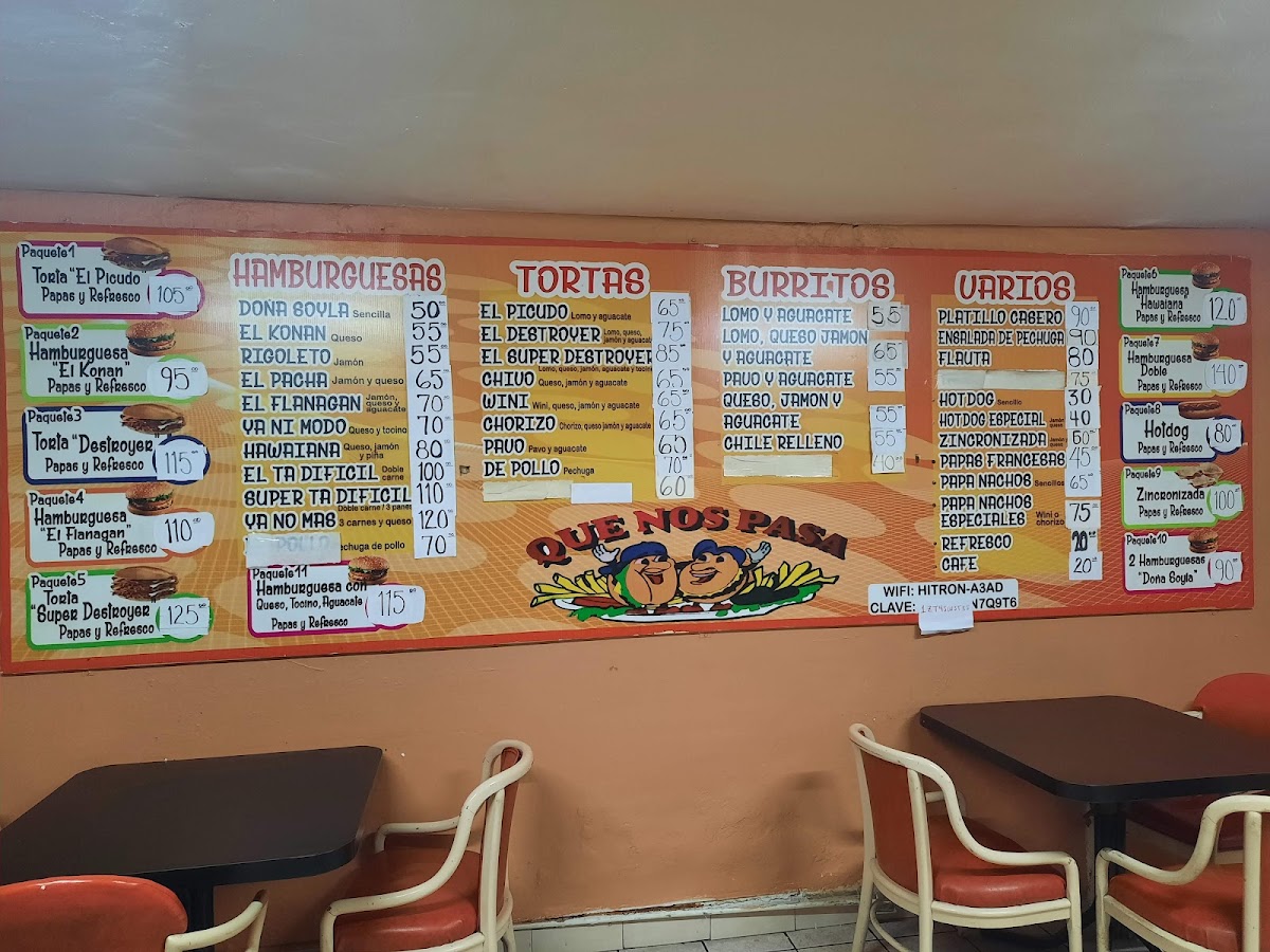 Tortas Y Hamburguesas Que Nos Pasa Menu Photo 4