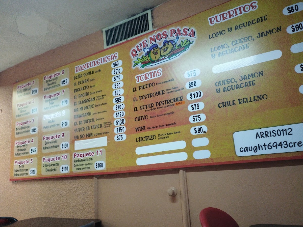 Tortas Y Hamburguesas Que Nos Pasa Menu Photo 5