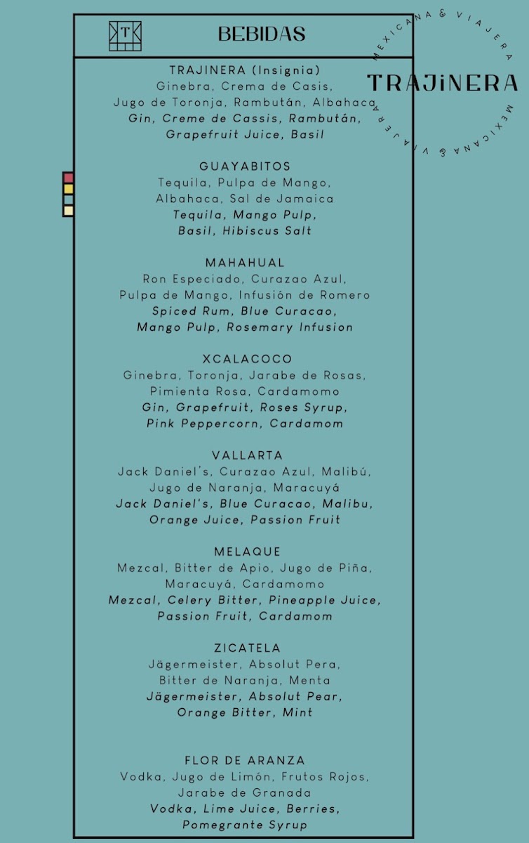 Trajinera At Xcaret Menu