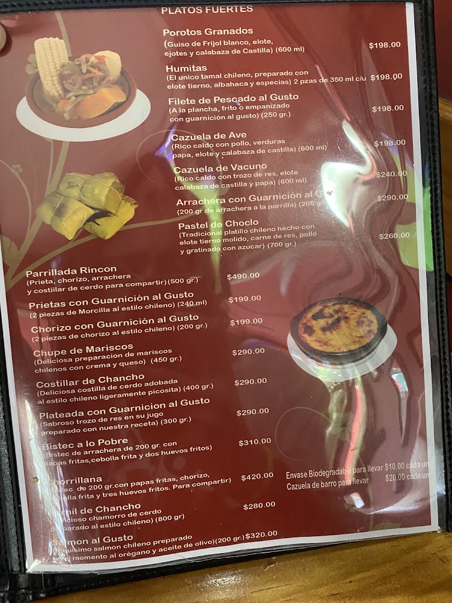 Un Rincon De Chile Menu
