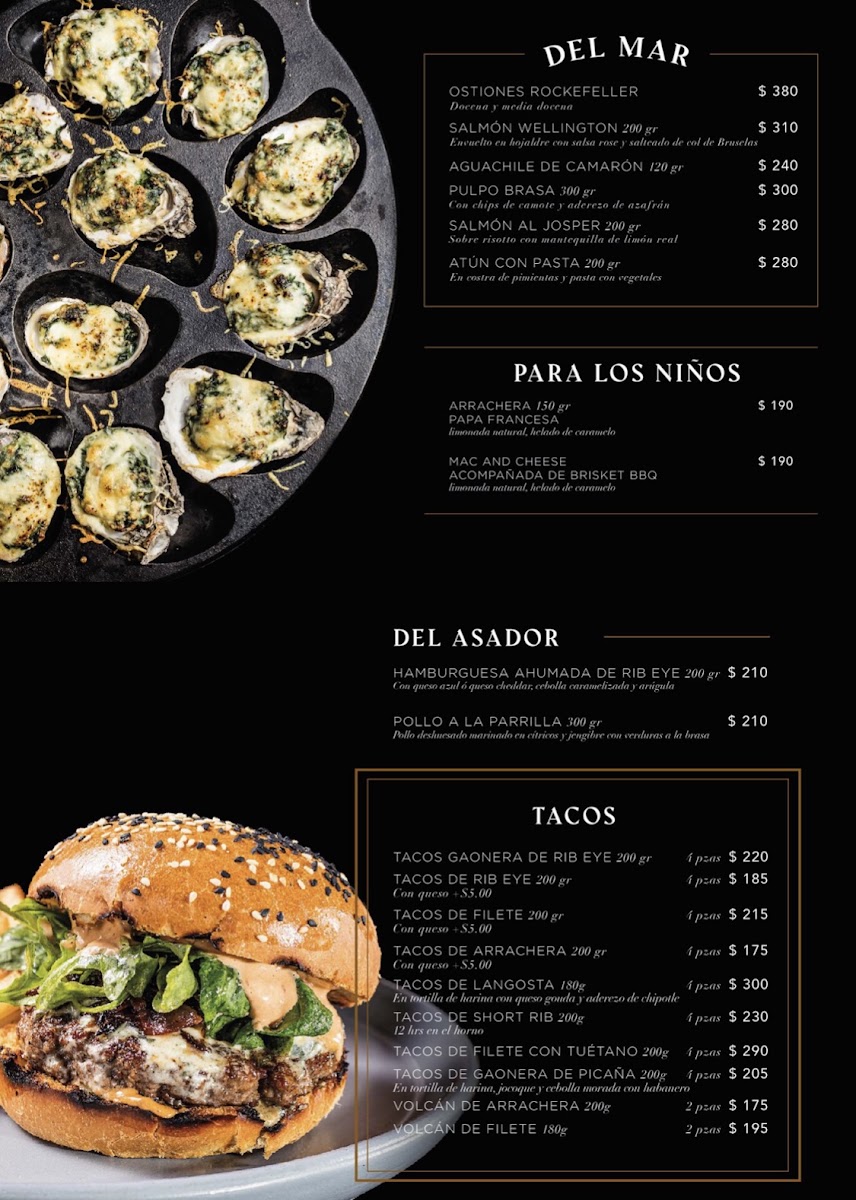 V Asador De Brasa Menu