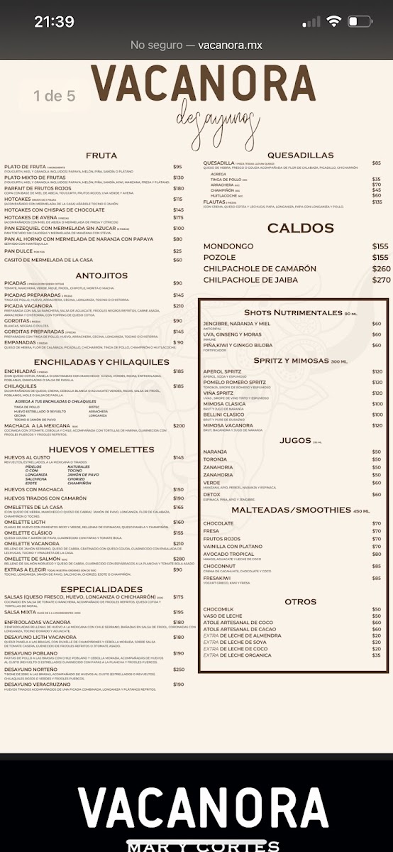 Vacanora Restaurante Menu Photo 2