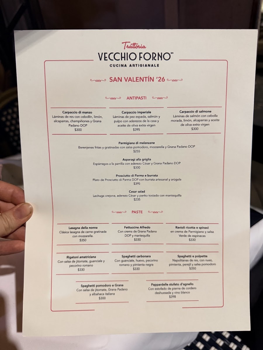 Vecchio Forno Menu