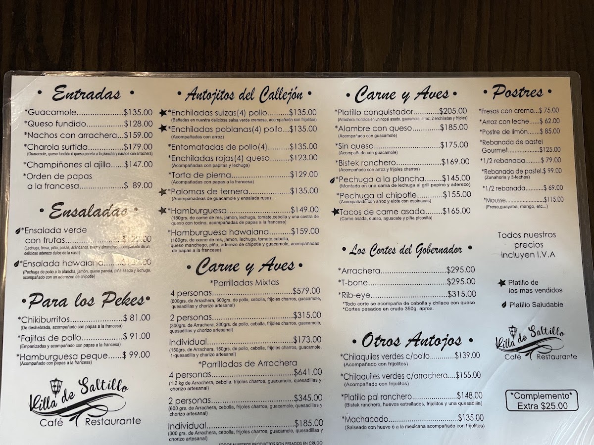 Villa De Saltillo Menu Photo 3