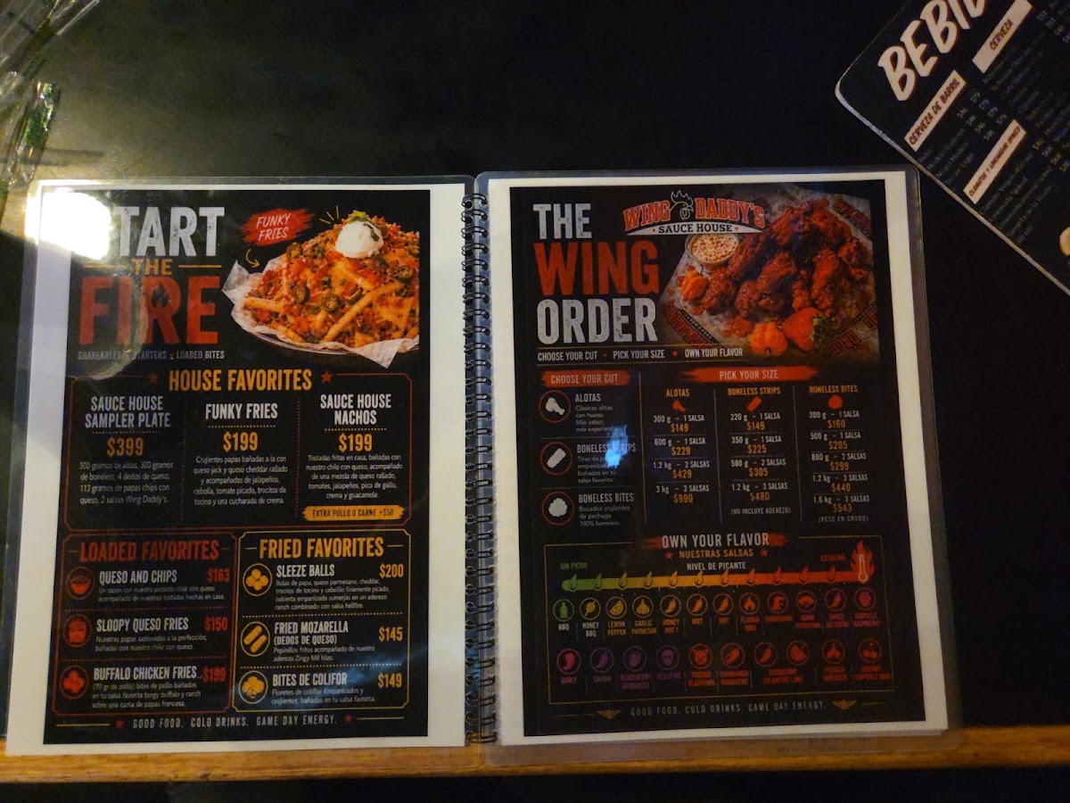 Wing Daddy's Reforma Menu