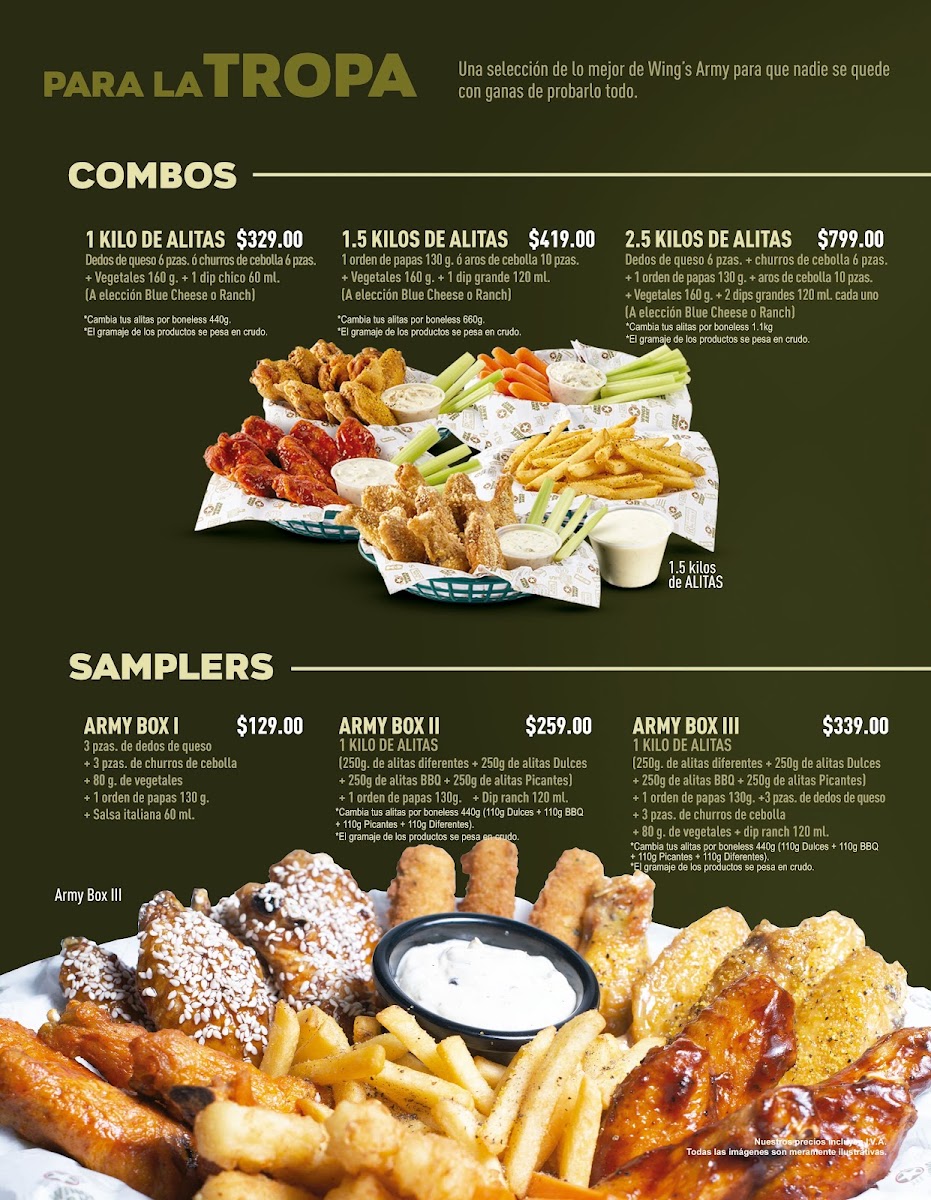 Wings Army Menu