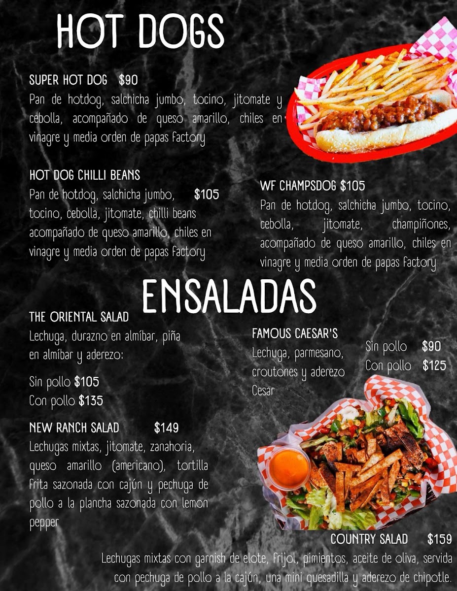 Wings Factory Menu