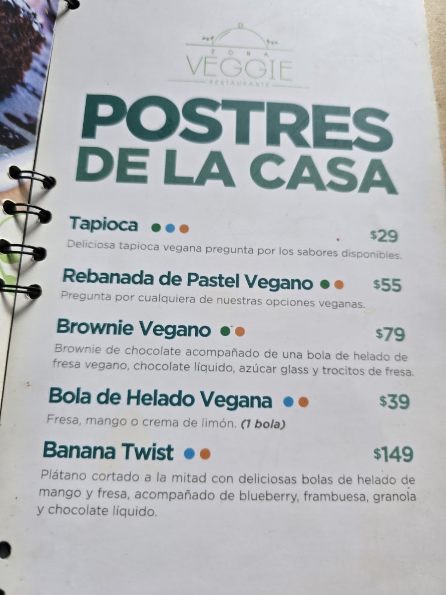 Zona Veggie Restaurante Menu